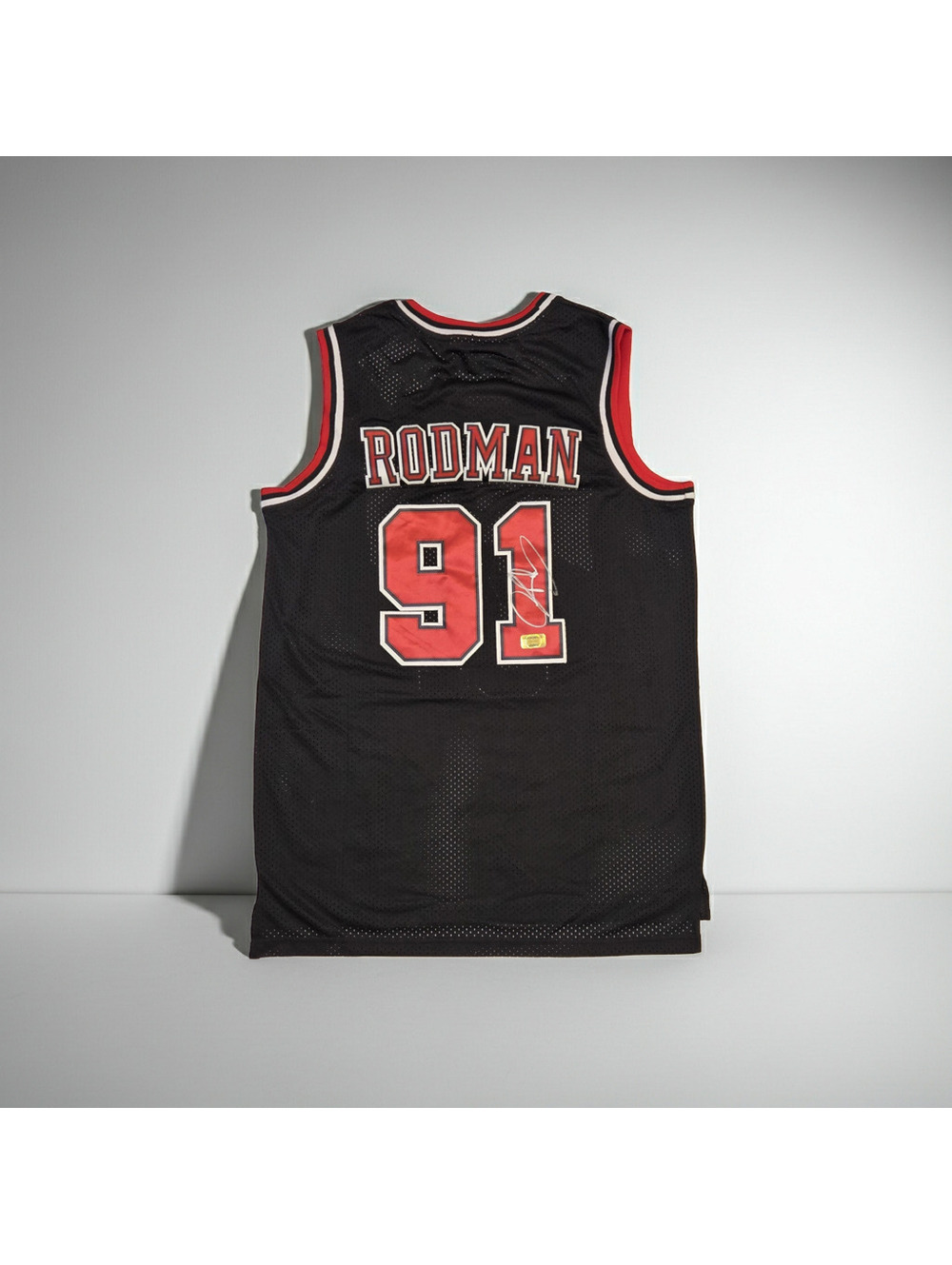 Dennis Rodman Signed Black Jersey #91 Bulls w/COA (L)